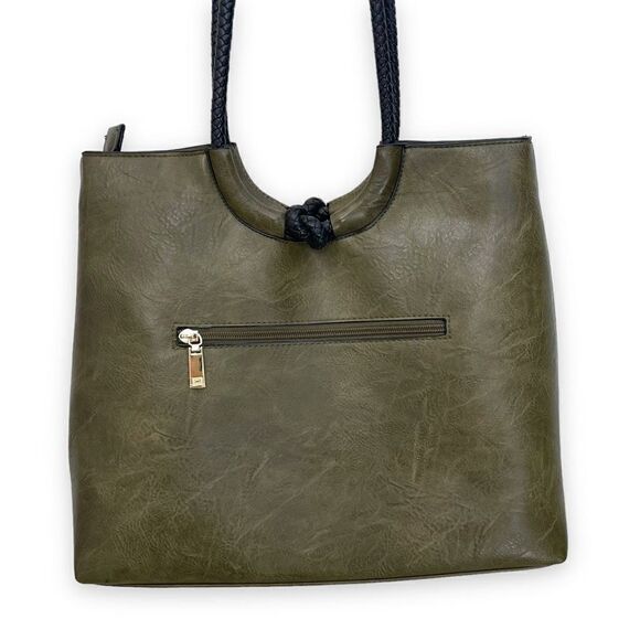 Whip Stich Faux Leather Tote Bag - Picture 6 of 7